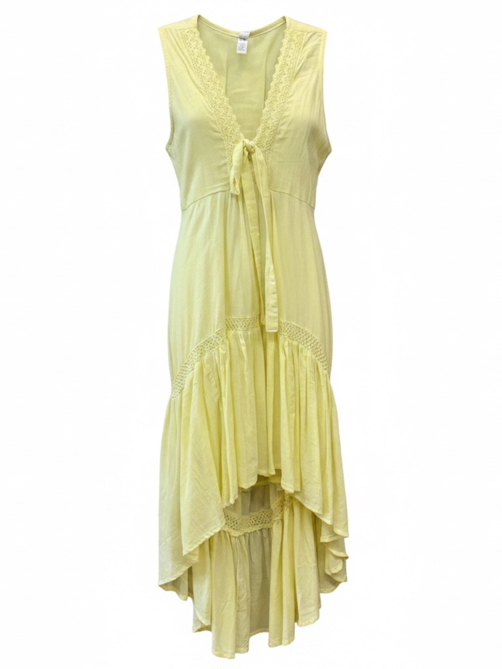 Light Yellow Sleeveless High-Low Maxi Dress